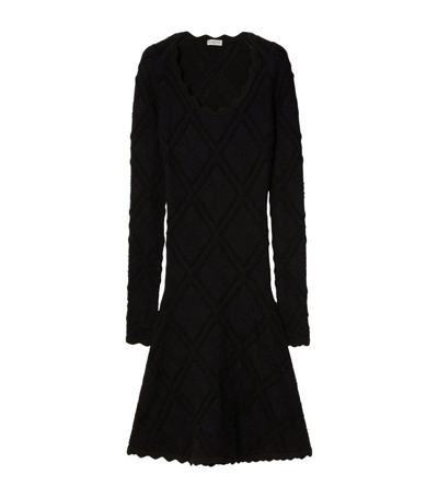Shop Burberry Knitted Aran Mini Dress In Black