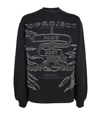 Shop Y/project Distressed-embroidery Sweatshirt In Black