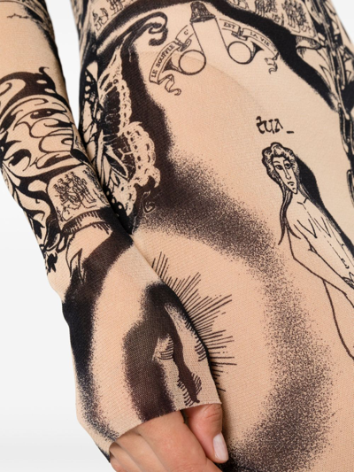 Shop Jean Paul Gaultier The Heraldry Tattoo Dress Women Nude In Polyamide