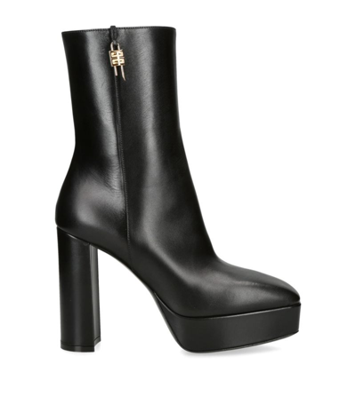 Shop Givenchy Leather G-lock Platform Boots 115 In Black
