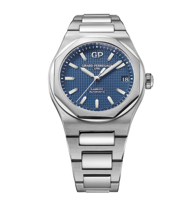 Shop Girard-perregaux Stainless Steel Laureato Watch 42mm In Blue