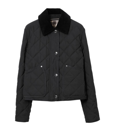 Shop Burberry Quilted Cropped Barn Jacket In Black