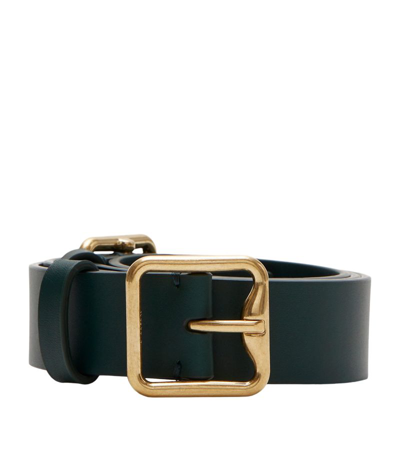 Shop Burberry Leather Double B Buckle Belt In Green