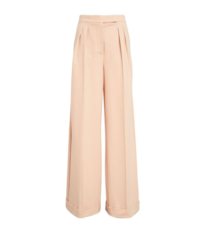 Shop Max Mara Wool Faraday Wide-leg Trousers In Pink