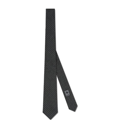 Shop Gucci Silk-wool Interlocking G Tie In Black