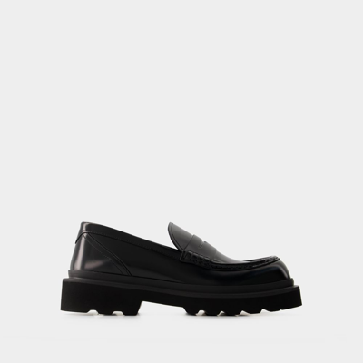 Dolce & Gabbana Penny-slot Loafers - Dolce&gabbana - Leather - Black In Black