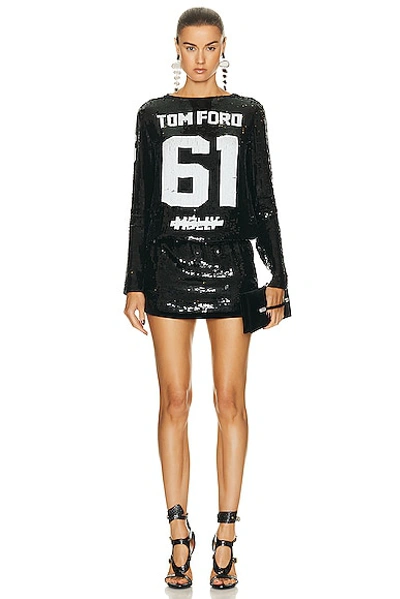 Shop Tom Ford Sequins T-shirt Mini Dress In Black & White