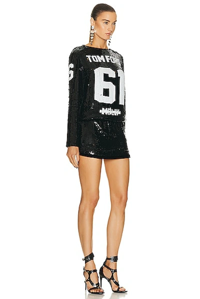 Shop Tom Ford Sequins T-shirt Mini Dress In Black & White
