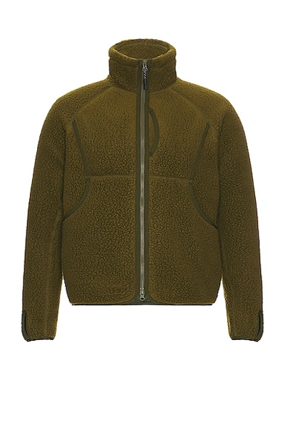 Shop Snow Peak Thermal Boa Fleece Jacket In Olive