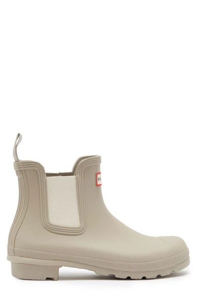 Shop Hunter Original Waterproof Chelsea Rain Boot In Skimming Stone/ Soft Sand