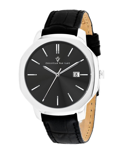 Christian Van Sant Men's Octavius Slim Black Dial Watch