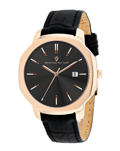 Christian Van Sant Men's Octavius Slim Black Dial Watch