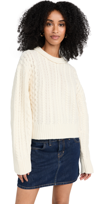 Shop Re/done Crewneck Cable Pullover Ivory