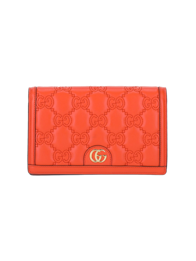 Shop Gucci 'gg' Chain Wallet In Orange
