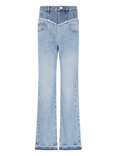 Shop Isabel Marant Two-tone Jeans "noemie" In Light Blue