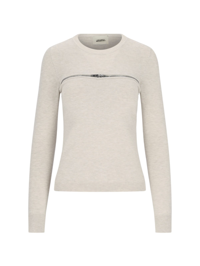 Shop Isabel Marant Zip Detail Sweater In Beige