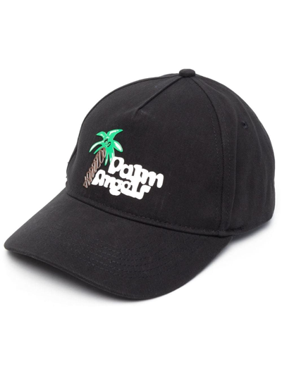 Shop Palm Angels Logo Baseball Cap In Black  