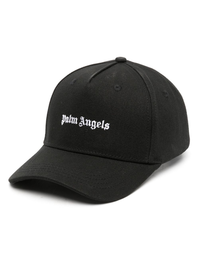 Shop Palm Angels Logo Embroidery Baseball Cap In Black  