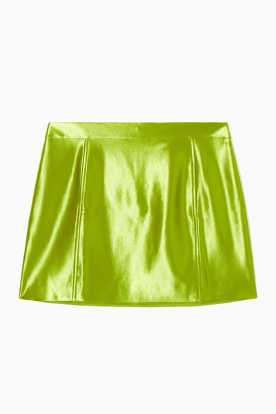 Shop Cos High-shine Satin Mini Skirt In Green