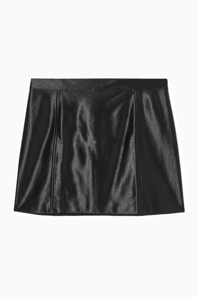 Shop Cos High-shine Satin Mini Skirt In Black