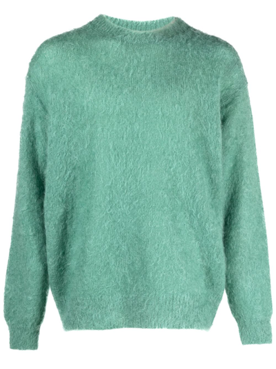 Shop Auralee Brushed Sweater - Men's - Wool/mohair In Green