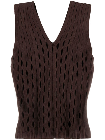 Shop Sinéad O’dwyer Brown Squiggle Open-knit Top
