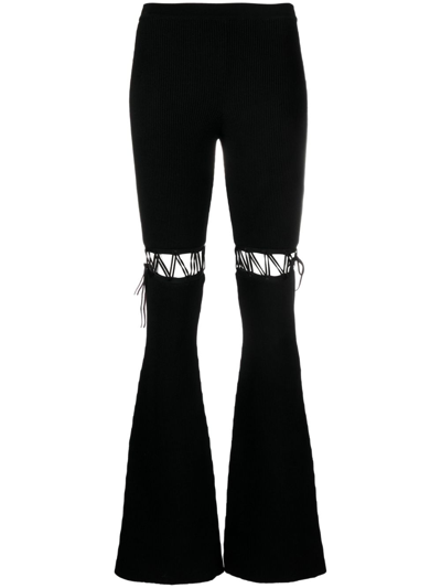 Shop Nensi Dojaka Black Lace-up Flared Trousers