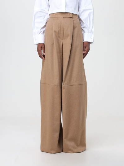 Shop Max Mara Pants In Camel Wool