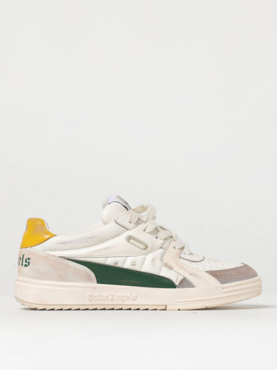 Shop Palm Angels Leather Sneakers In White