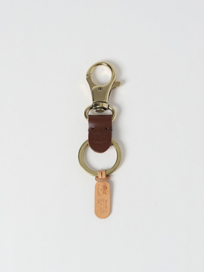 Shop Il Bisonte Key Ring In Leather And Metal In Coffee