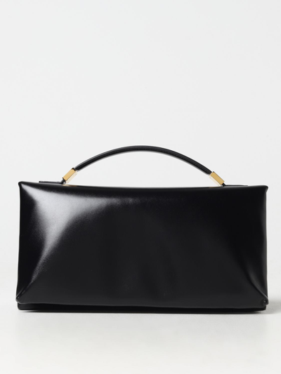 Shop Marni Prisma Leather Bag With Shoulder Strap In Black