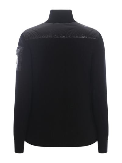 Moncler Knit-sleeve Padded Jacket In Nero