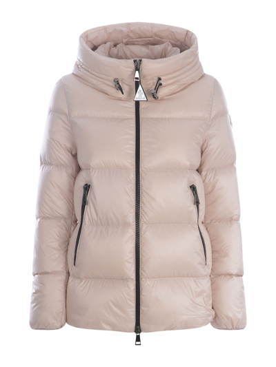 Shop Moncler Short Down Jacket  "seritte" In Rosa Cipria