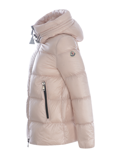 Shop Moncler Short Down Jacket  "seritte" In Rosa Cipria