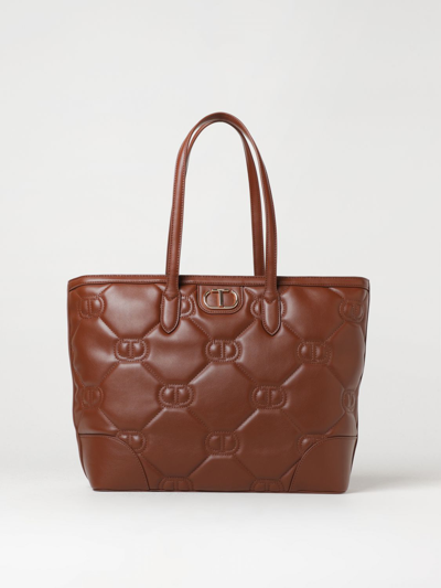 Shop Twinset Bag In Quilted Synthetic Leather In Brown