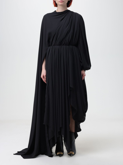 Shop Balenciaga Dress In Satin Crepe Fabric In Black