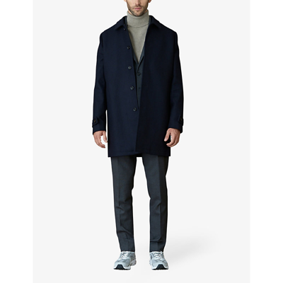 Shop Balibaris Men's Navy Edward Straight-fit Wool-cashmere Blend Coat