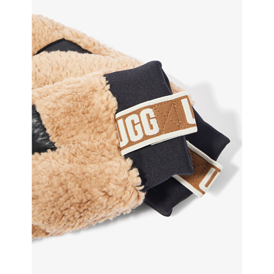 Shop Ugg Women's Caramel Sherpa Brand-patch Faux-shearling Gloves