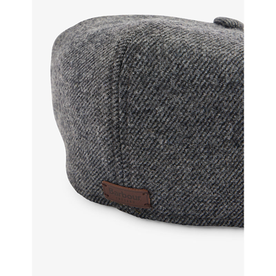 Barbour Mens Charcoal Grey Claymore Bakerboy Brand-patch Woven Cap In Charcoal Grey