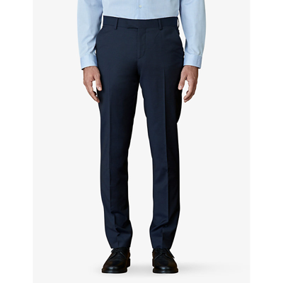 Shop Balibaris Men's Navy Gekko Straight-leg Mid-rise Virgin-wool Trousers