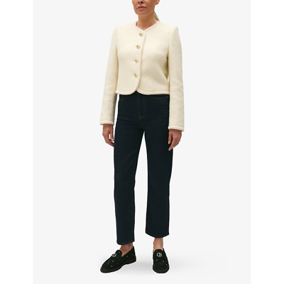 Shop Claudie Pierlot Women's Naturels Braided-trim Straight-fit Tweed Jacket