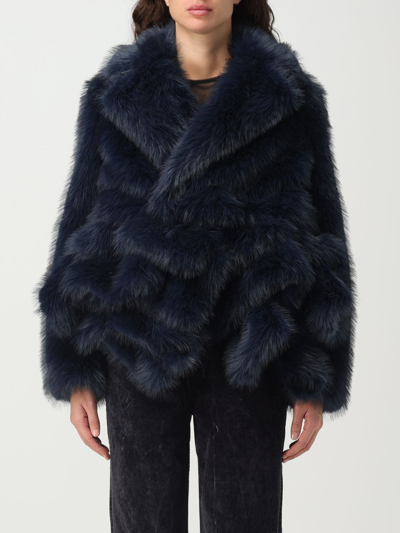Shop Sacai Fur Coats  Woman Color Blue