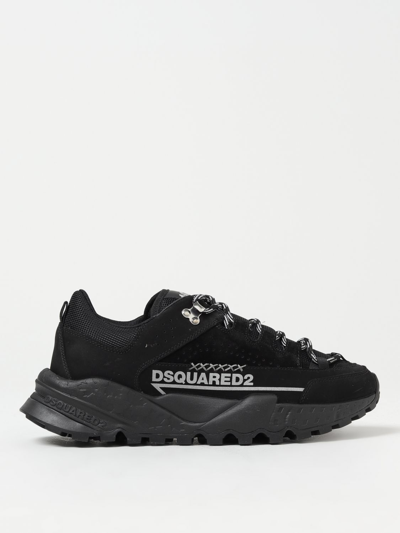 Shop Dsquared2 Free Sneakers In Suede And Mesh In Black