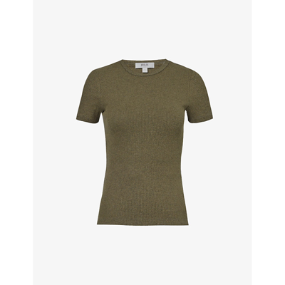 Shop Agolde Women's Nori (med Dusty Green) Harri Short-sleeved Cotton-blend Jersey T-shirt