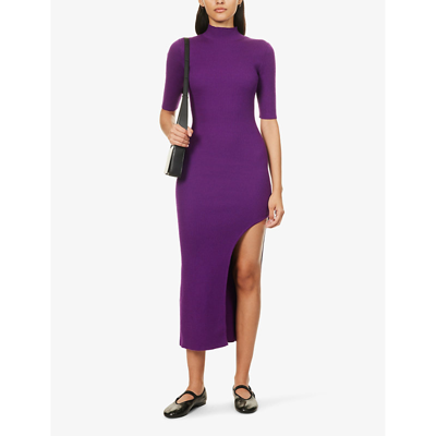 Shop Pretty Lavish Womens Amethyst Lygia Side-split Woven-blend Maxi Dress