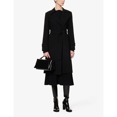 Shop Theory Women's Black Oaklane Belted Regular-fit Crepe Coat