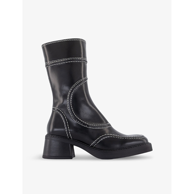 Mista Womens Black Maelene Square-toe Leather Ankle Boots In Black
