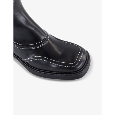 Mista Womens Black Maelene Square-toe Leather Ankle Boots In Black