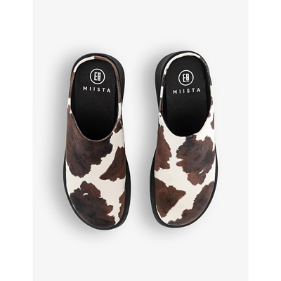 Miista Womens Kristi Faux Cow Hide Mules In Brown Cow In Cow Print