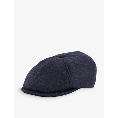 Barbour Mens Navy Claymore Bakerboy Brand-patch Woven Cap In Navy